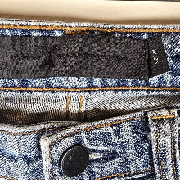 Alexander Wang Jeans Women 24 Blue Mid Rise Stretch Designer Luxury Straight - Picture 8 of 10
